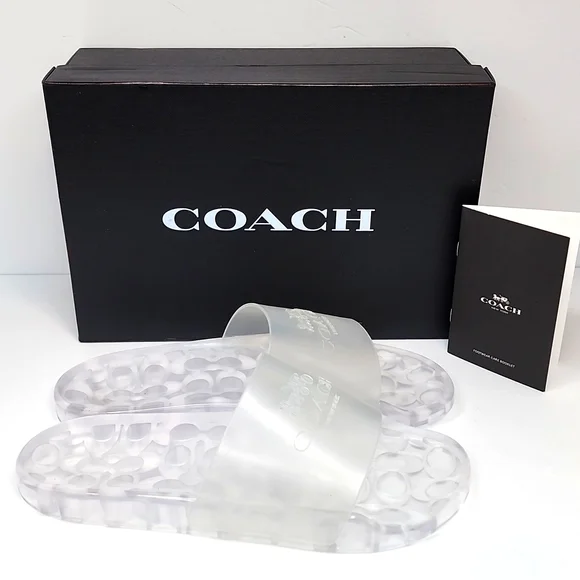 COACH ULYSSA RUBBER SLIDE/SHOES, THE SIZE 11B, THE COLOR IS "CLEAR", 100% RUBBER - Picture 5 of 13